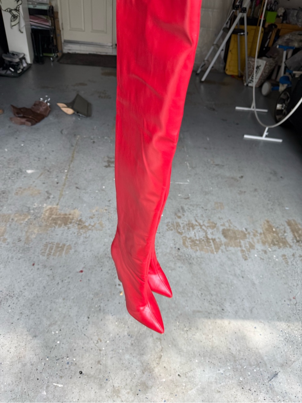 Fashion Nova Red Over-the-Knee Pointed Toe Boots worn once